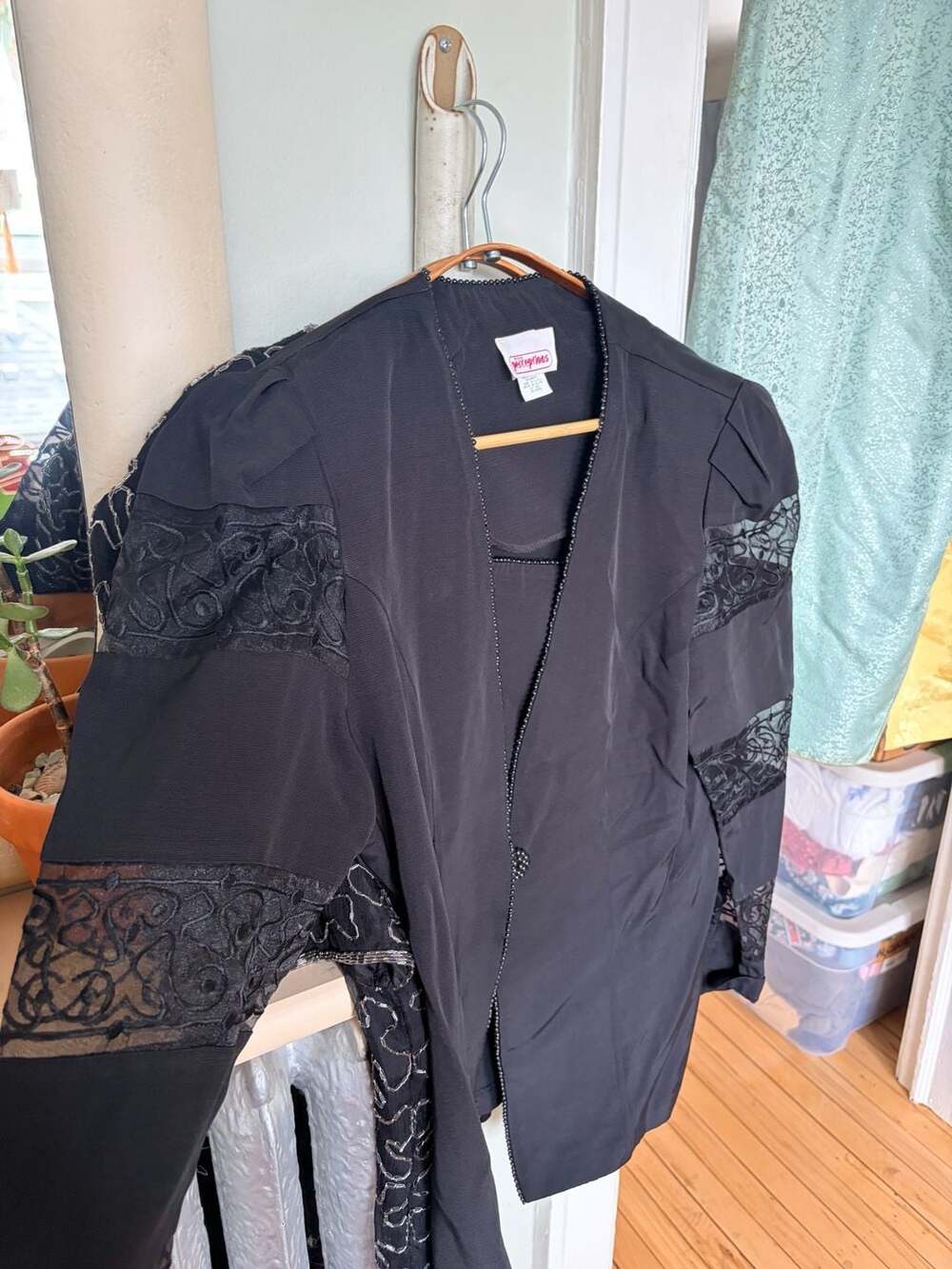 Perezgrinas Black Jacket Beaded Trim Lace Sleeves